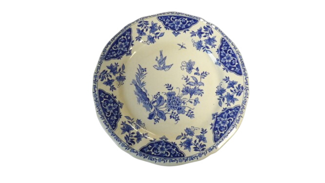 Assiette creuse Gien Décor Delft oiseau bleu